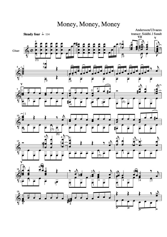 Partitura da música Money Money Money