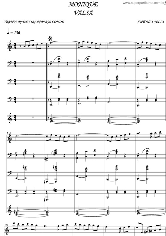 Partitura da música Monique