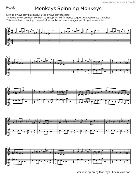 Partitura da música Monkeys Spinning Monkeys