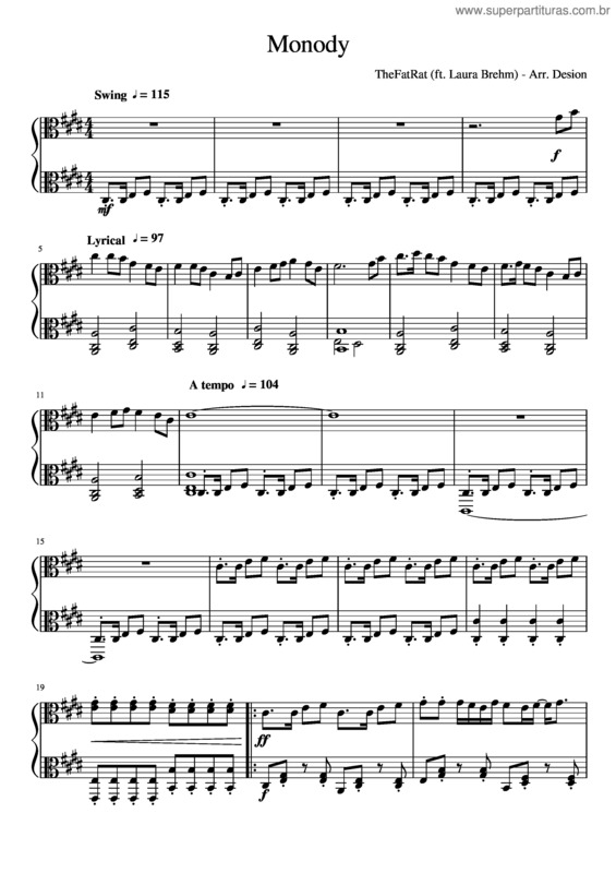 Partitura da música Monody By The Fatrat For Viola
