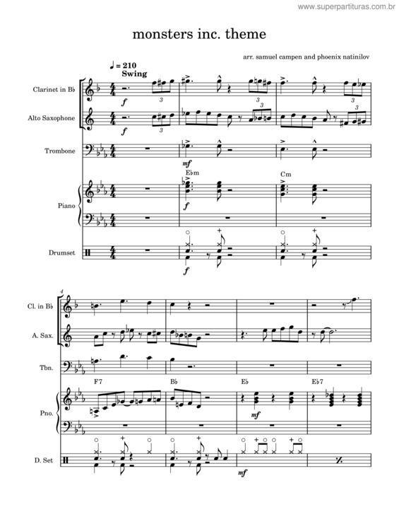 Partitura da música Monsters, Inc. – Randy Newman Monsters Inc Theme Song–Arranged