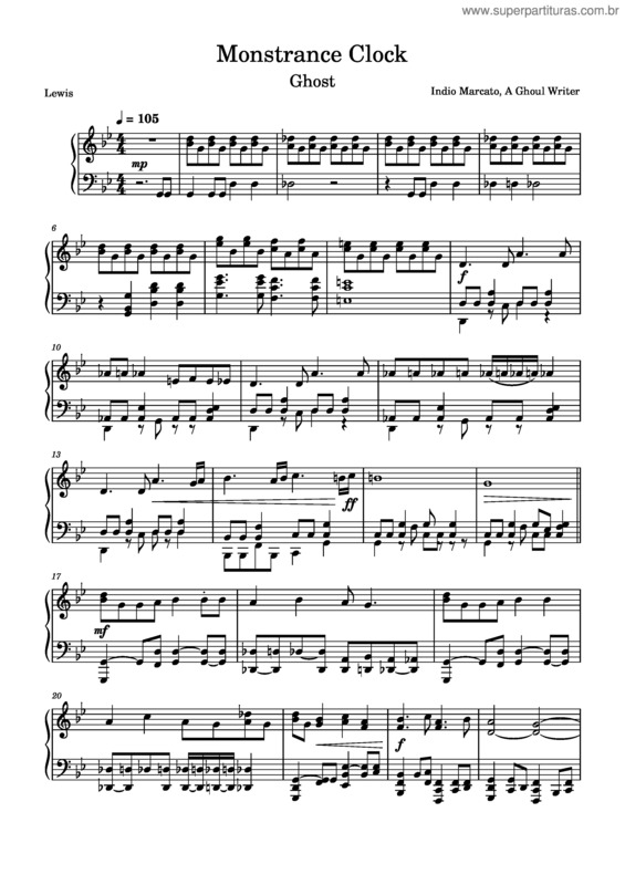 Partitura da música Monstrance Clock – Ghost