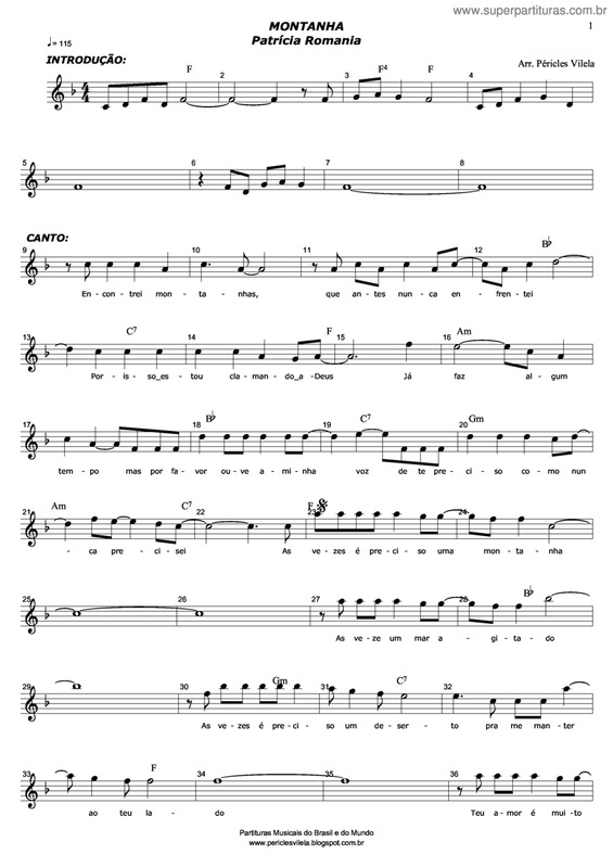 Partitura da música Montanha