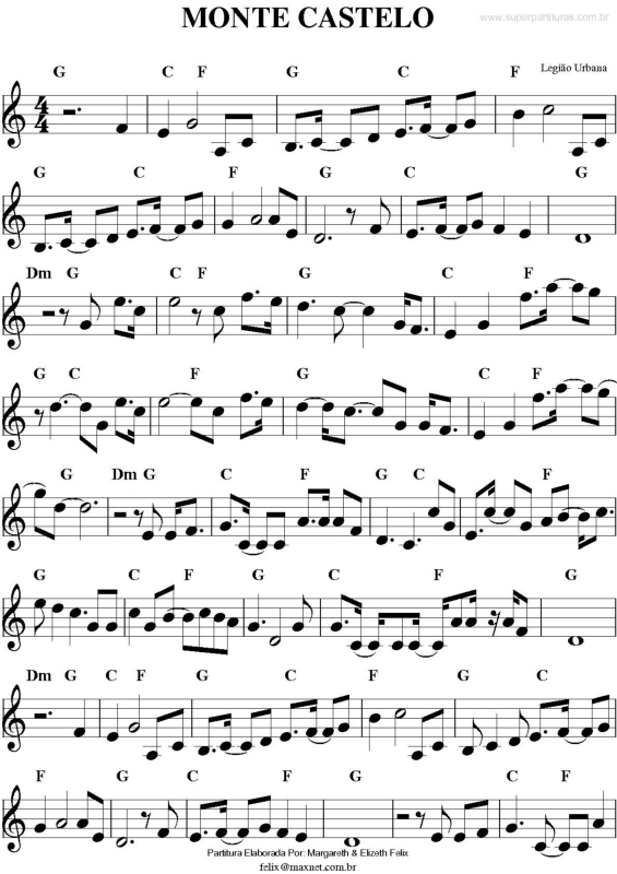 Partitura da música Monte Castelo v.2