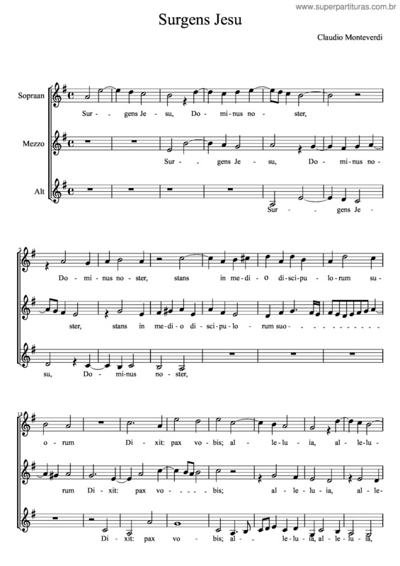Partitura da música Monteverdi–Surgens Jesu