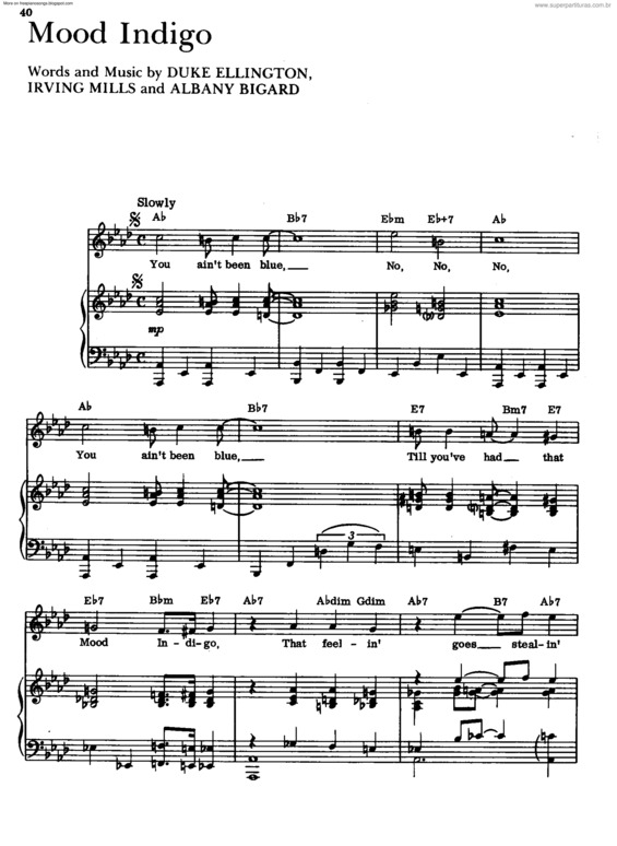 Partitura da música Mood Indigo v.3