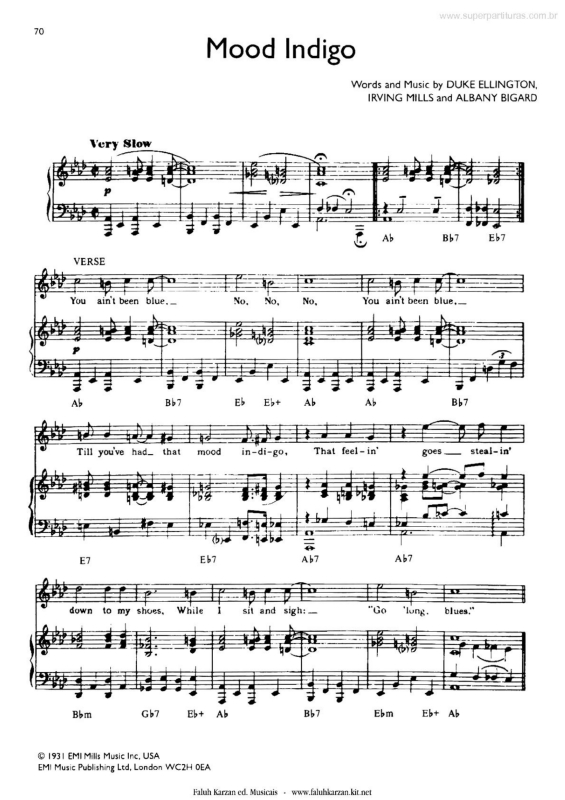 Partitura da música Mood Indigo