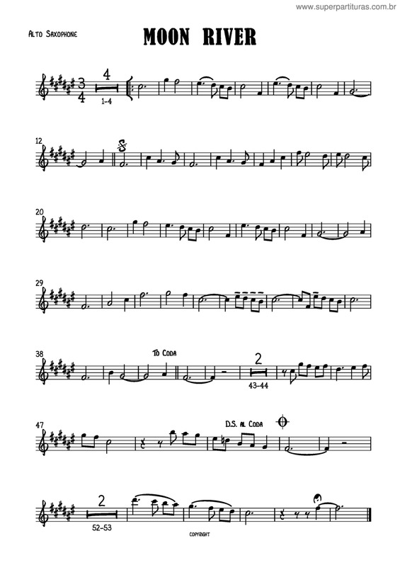 Partitura da música Moon River v.14