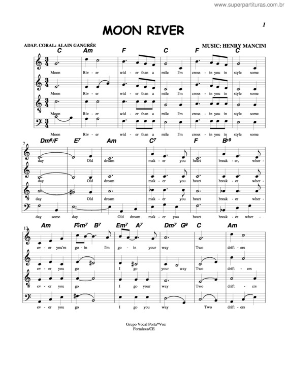 Partitura da música Moon River v.7