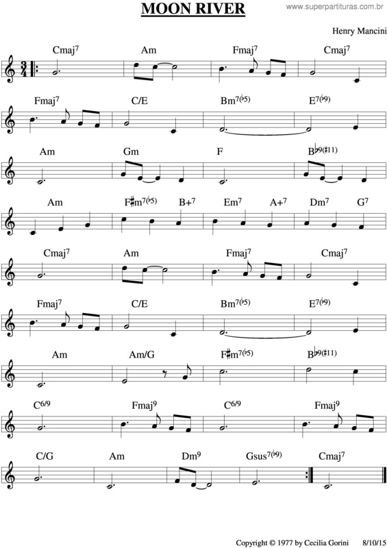 Partitura da música Moon River v.8