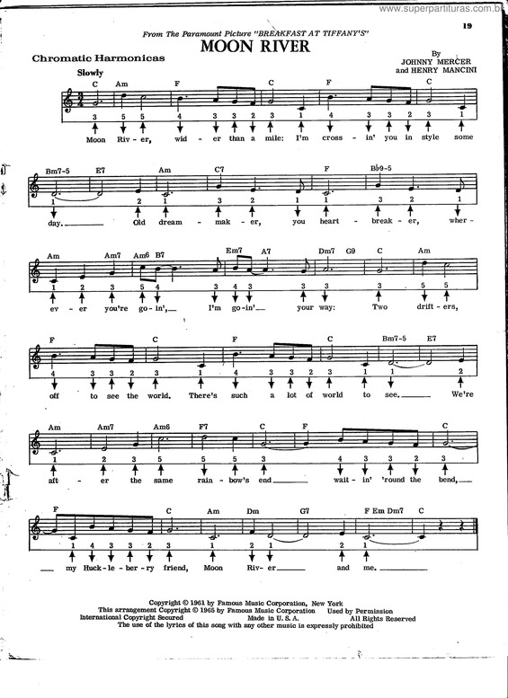 Partitura da música Moon River v.9