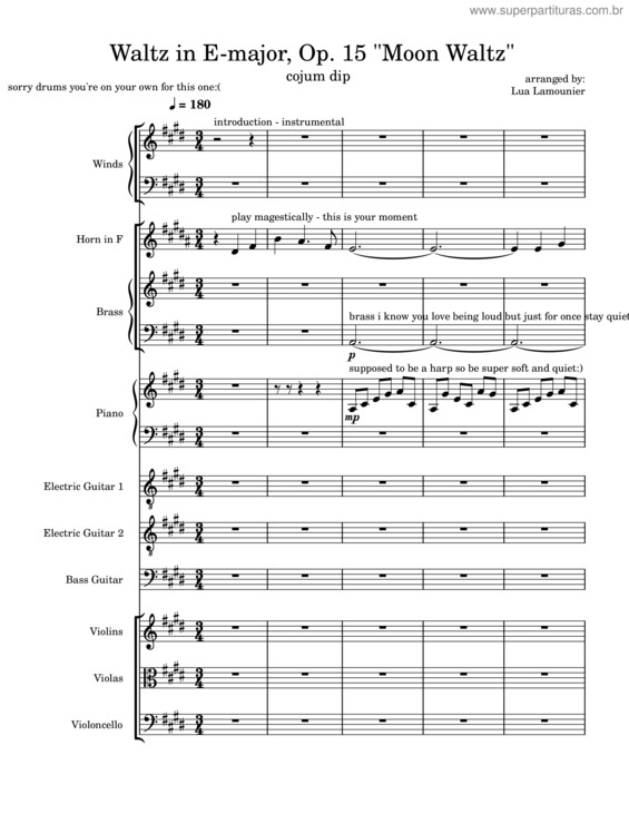 Partitura da música Moon Waltz In E– Major, Op. 15 Cojum Dip – Full Orchestral Score