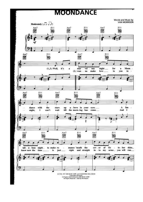 Partitura da música Moondance v.2