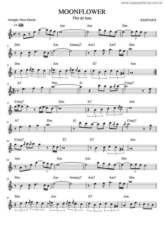 Partitura da música Moonflower Santana