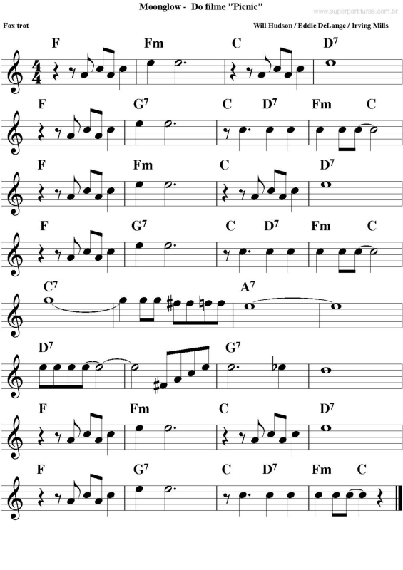 Partitura da música Moonglow (Picnic)