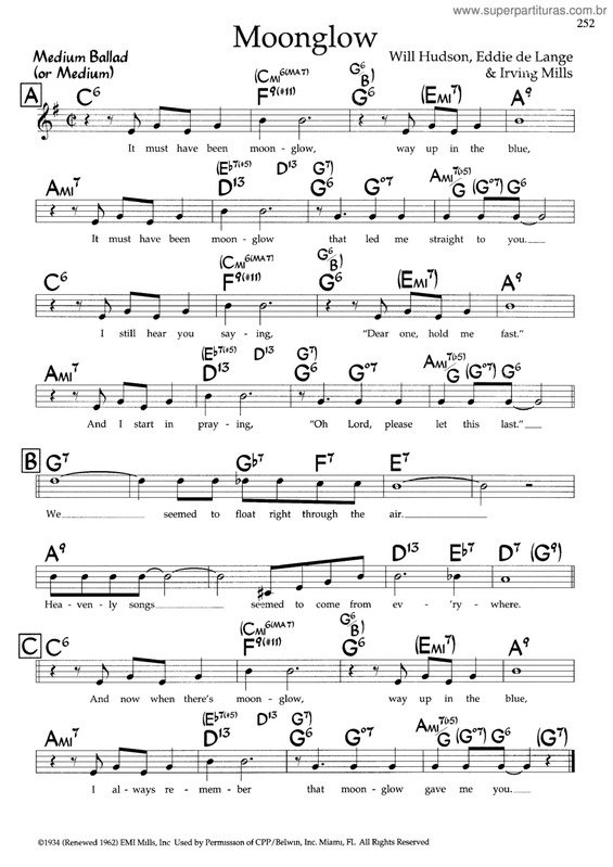 Partitura da música Moonglow v.7