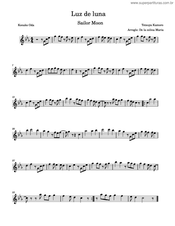 Partitura da música Moonlight Densetsu