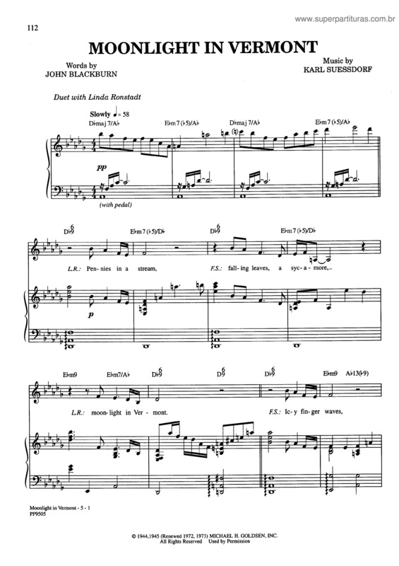 Partitura da música Moonlight In Vermont v.2