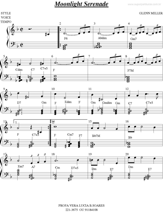 Partitura da música Moonlight Serenade v.2
