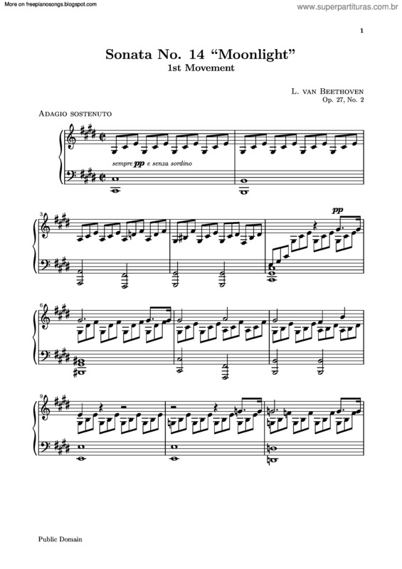 Partitura da música Moonlight Sonata