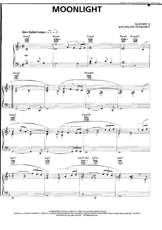 Partitura da música Moonligth