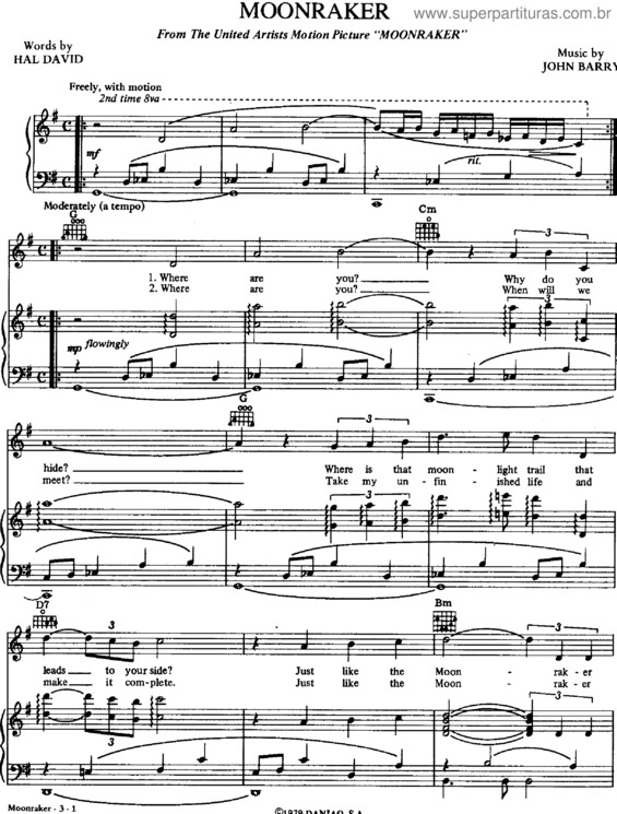 Partitura da música Moonraker
