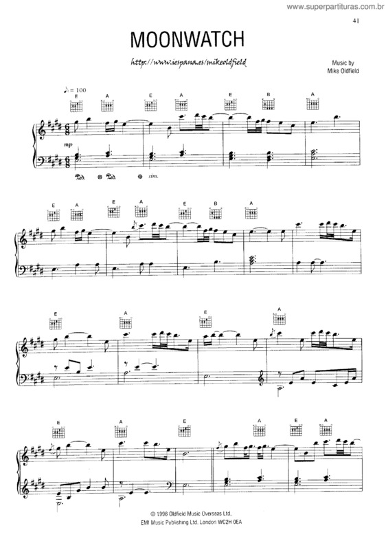 Partitura da música Moonwatch