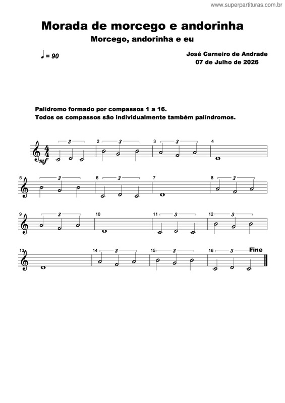 Partitura da música Morada De Morcego E Andorinha