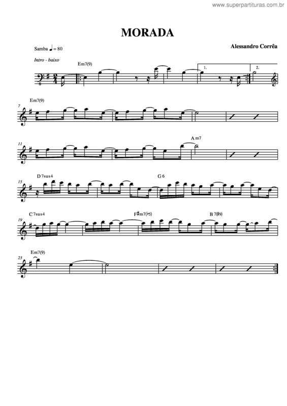 Partitura da música Morada