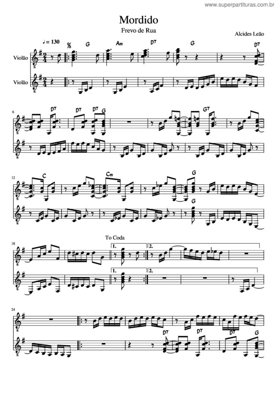 Partitura da música Mordido v.2