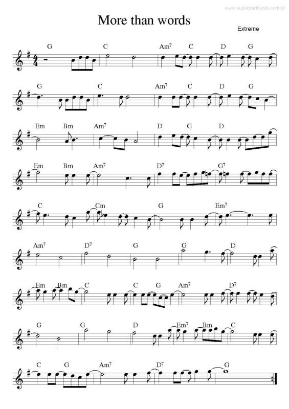 Partitura da música More Than Words v.2