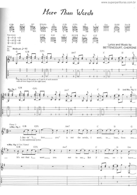 Partitura da música More than words v.3