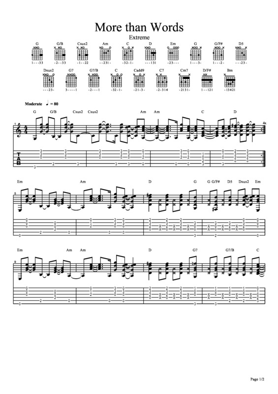 Partitura da música More Than Words v.6