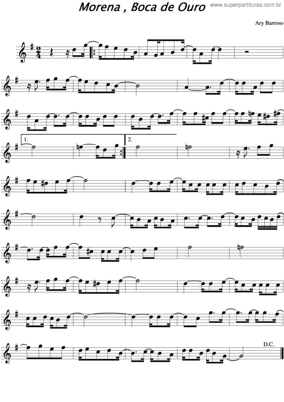 Partitura da música Morena, Boca De Ouro