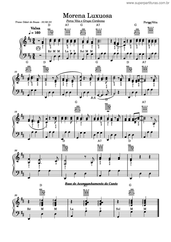 Partitura da música Morena Luxuosa