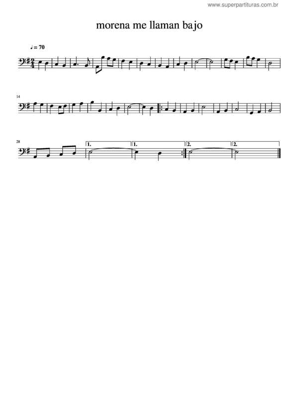 Partitura da música Morena Me Llaman Bajo 2 0