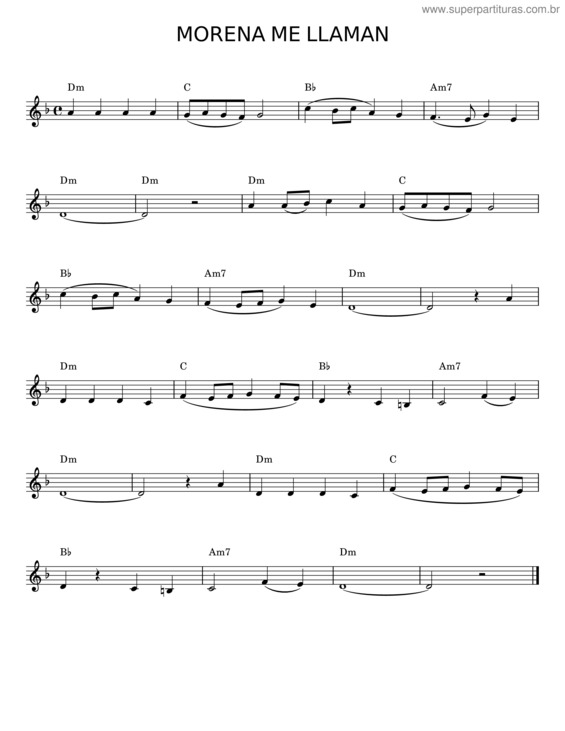 Partitura da música Morena Me Llaman