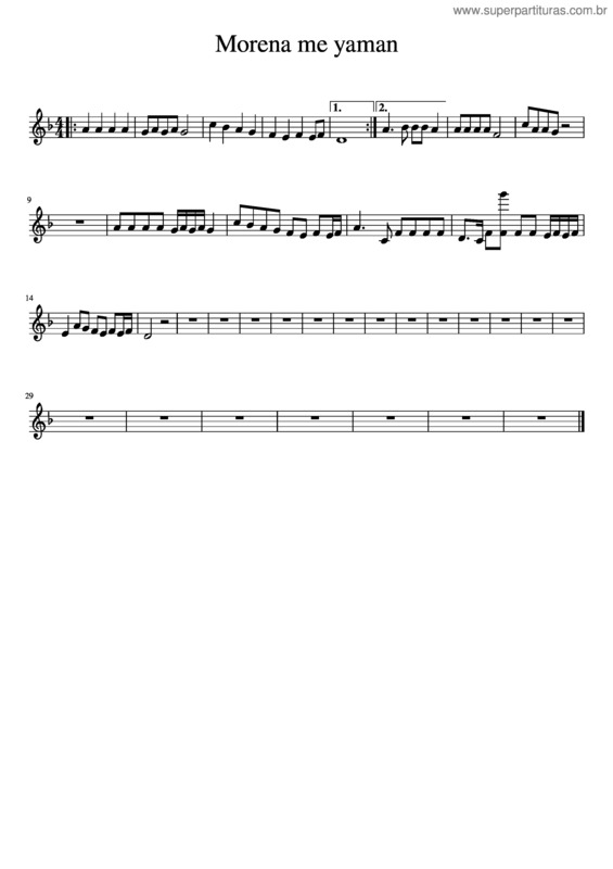 Partitura da música Morena Me Yaman