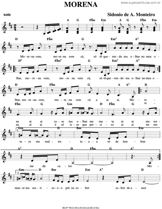 Partitura da música Morena v.2