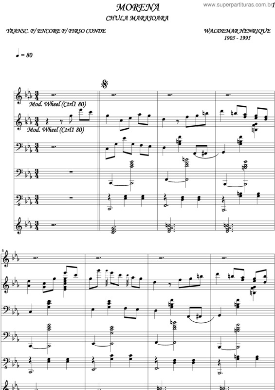 Partitura da música Morena v.5