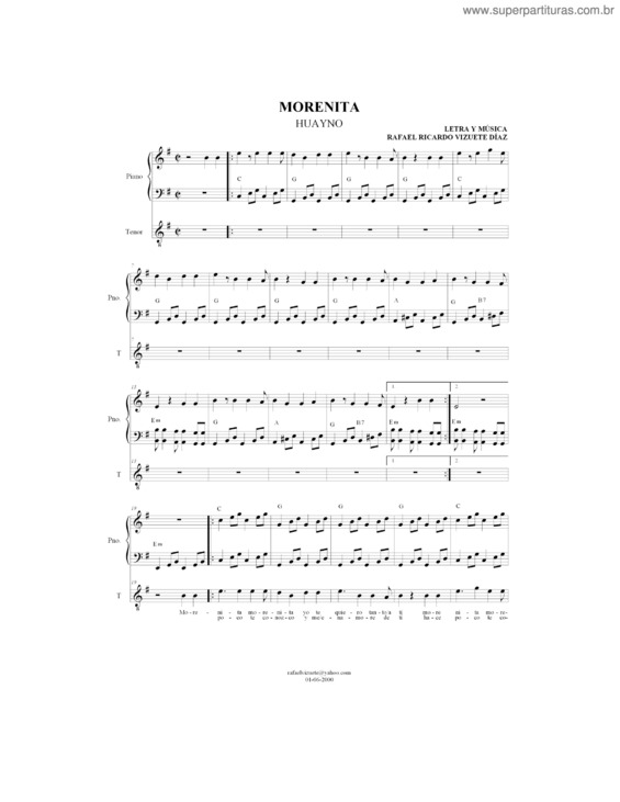 Partitura da música Morenita