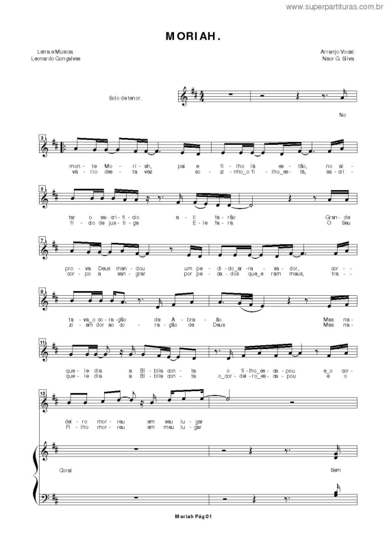 Partitura da música Moriá