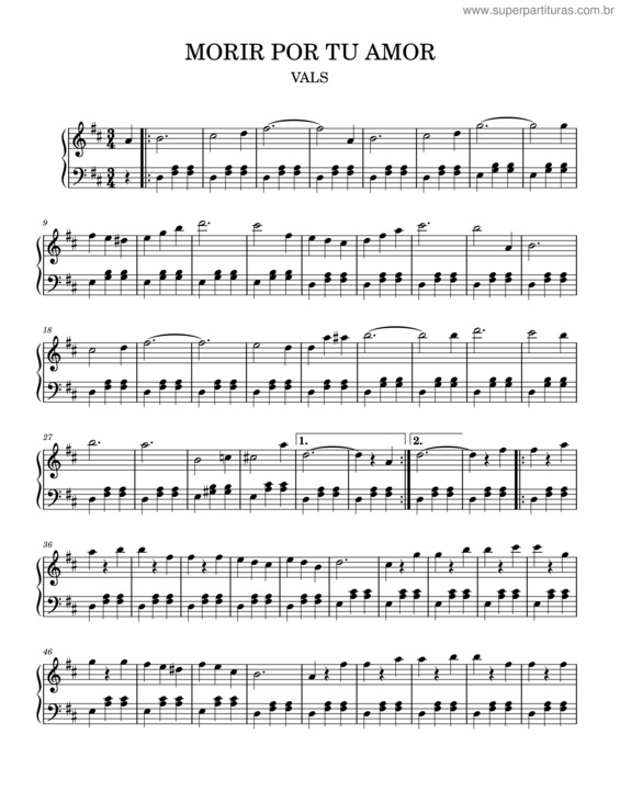 Partitura da música Morir Por Tu Amor