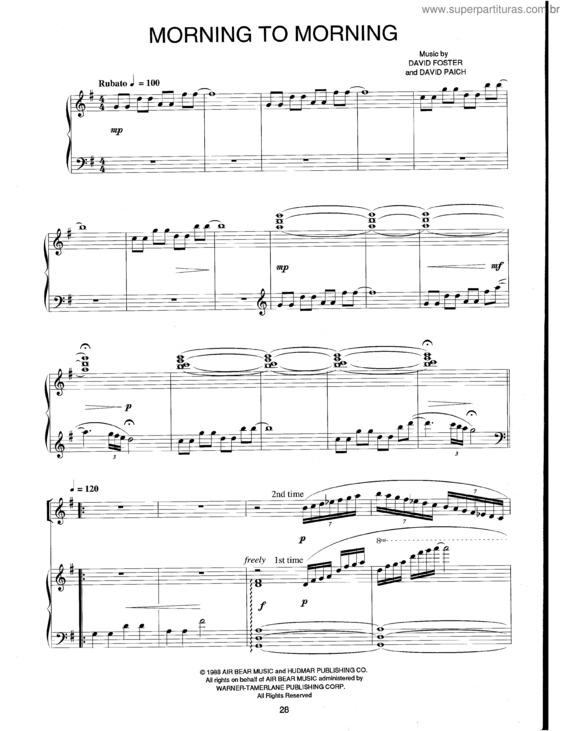 Partitura da música Morning To Morning