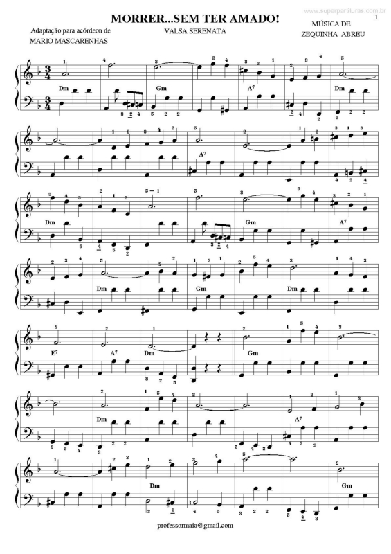 Partitura da música Morrer...Sem Ter Amado