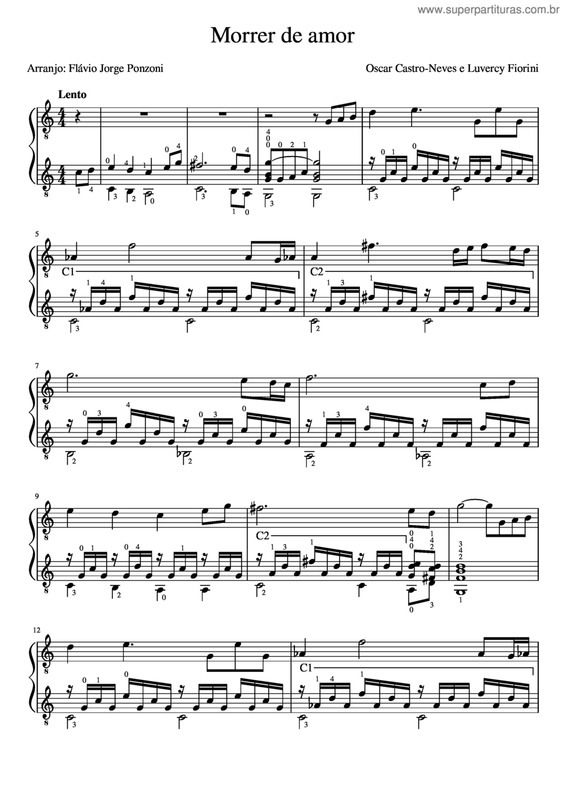 Partitura da música Morrer De Amor