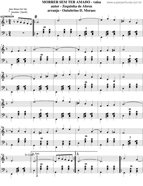 Partitura da música Morrer Sem Ter Amado v.3