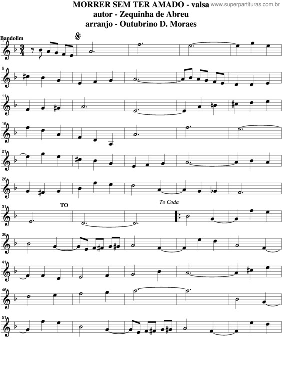 Partitura da música Morrer Sem Ter Amado