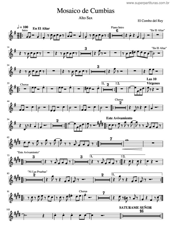 Partitura da música Mosaico De Cumbias – El Combo Del Rey