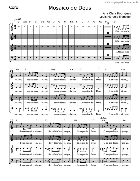 Partitura da música Mosaico De Deus
